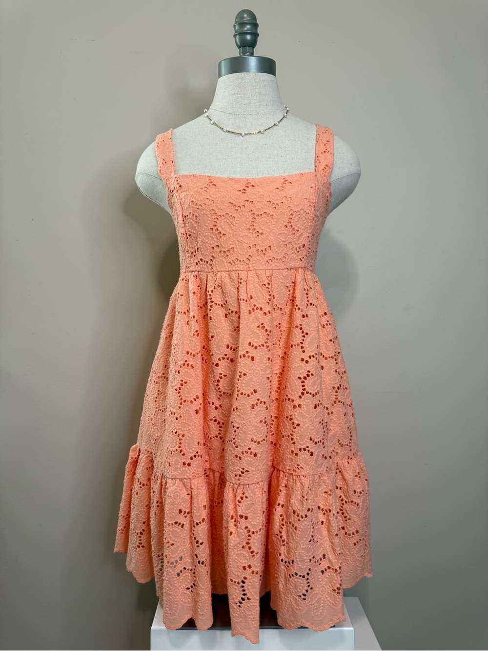Altar'd State Peach Eyelet Mini Sundress Large NWT